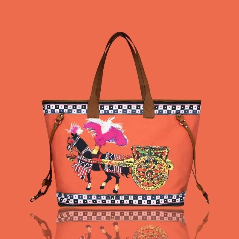 Ortigia Draagtas Cotton Canvas, Coral