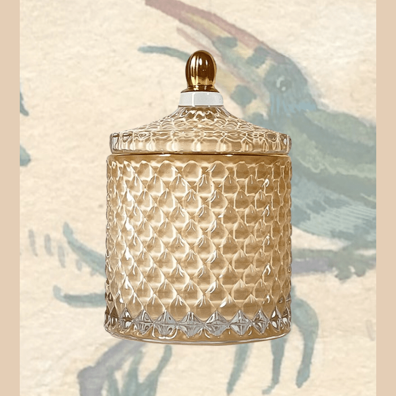 Glazen bakje met deksel wit-parel