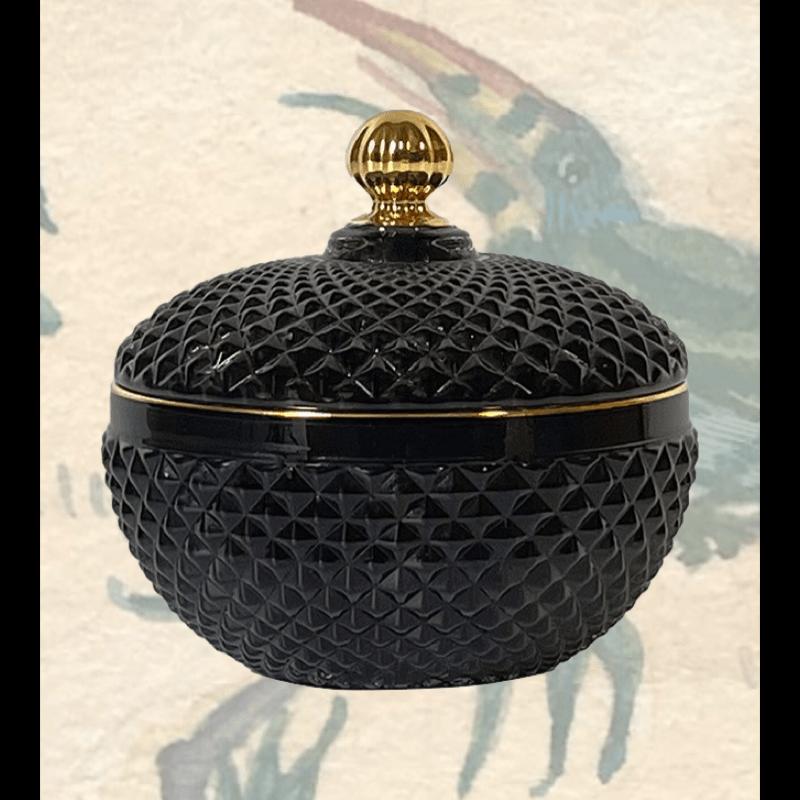 Glazen bakje met deksel zwart-parel