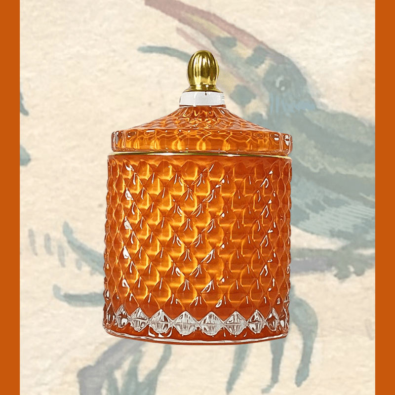 Glazen bakje met deksel oranje