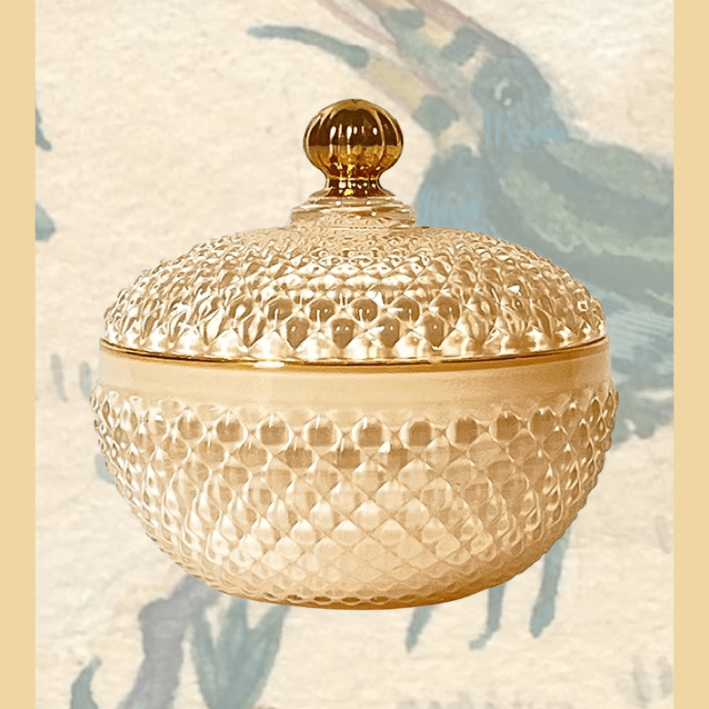 Glazen bakje met deksel wit-parelmoer