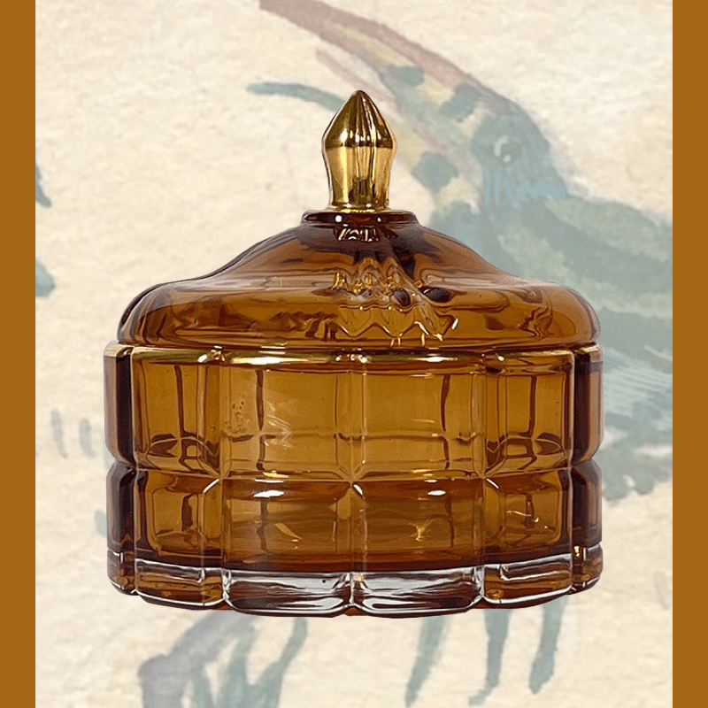 Glazen bakje met deksel bruin-oker